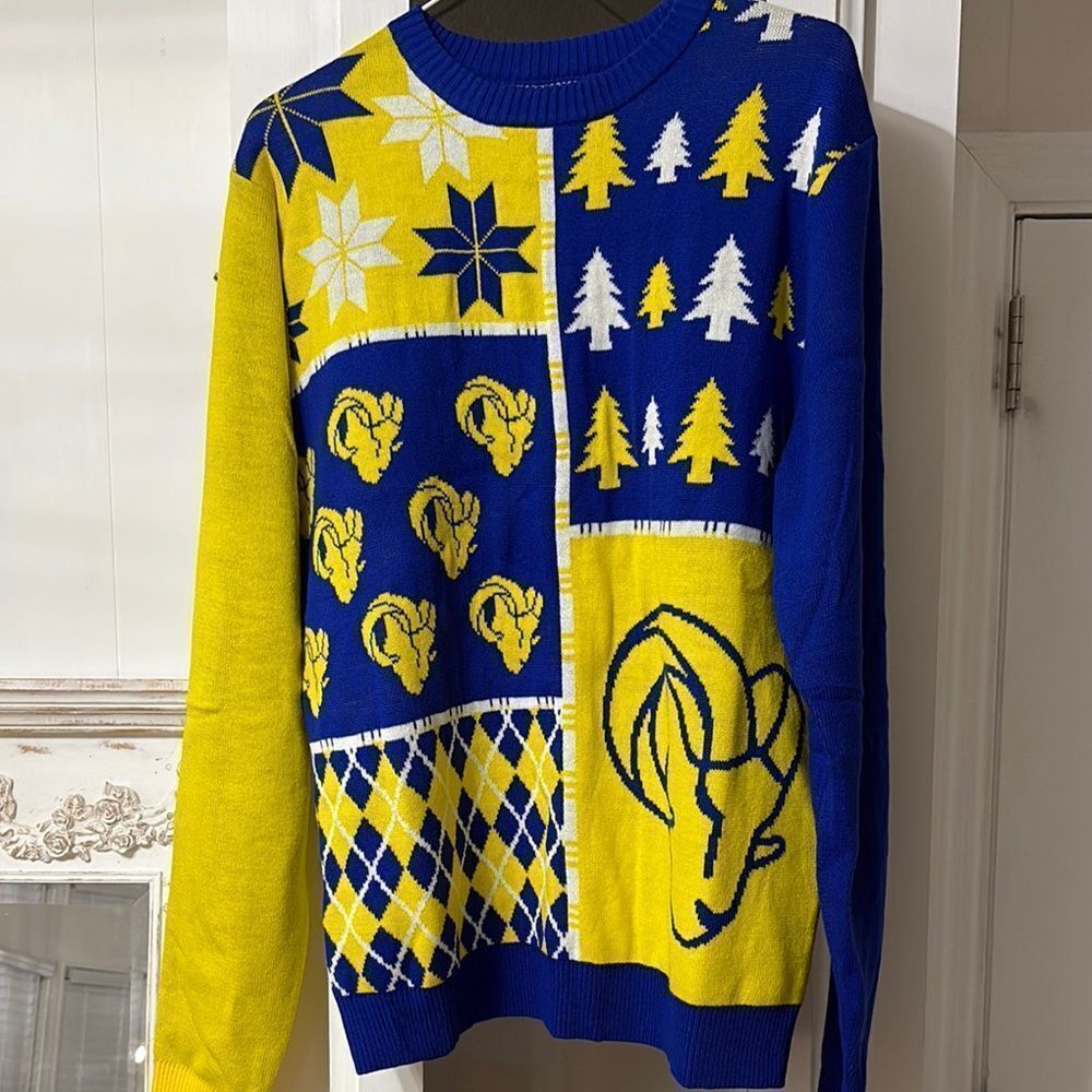NWT NFL Los Angeles Rams Crewneck “Ugly” Holiday Sweater Size Medium